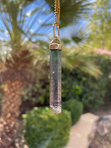 14K Gold Deep Dusk Sky Tourmaline Pendant
