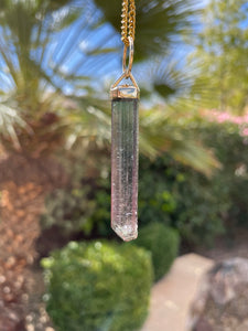 14K Gold Deep Dusk Sky Tourmaline Pendant