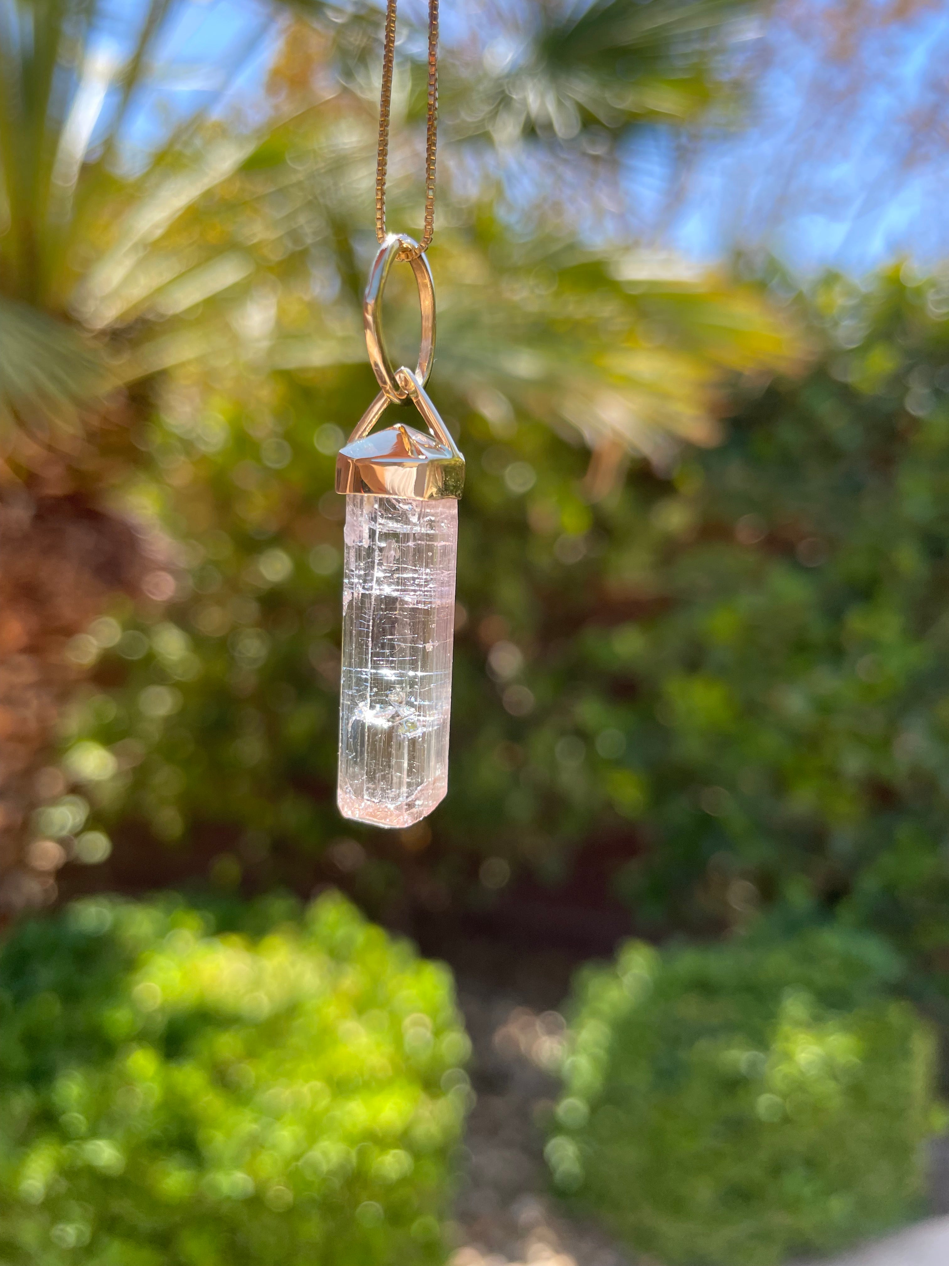 14k Gold Cotton Candy Tourmaline Pendant