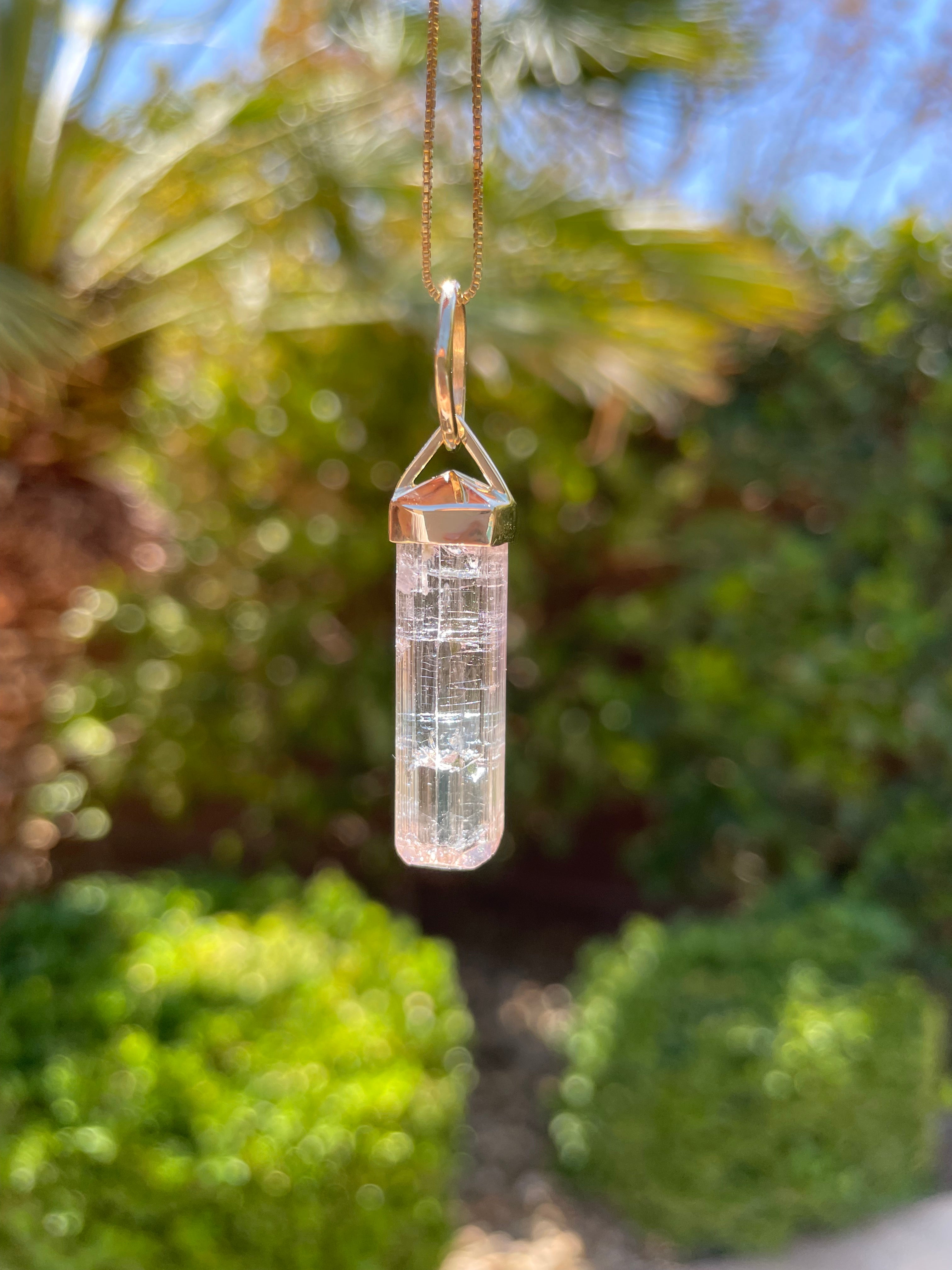 14k Gold Cotton Candy Tourmaline Pendant