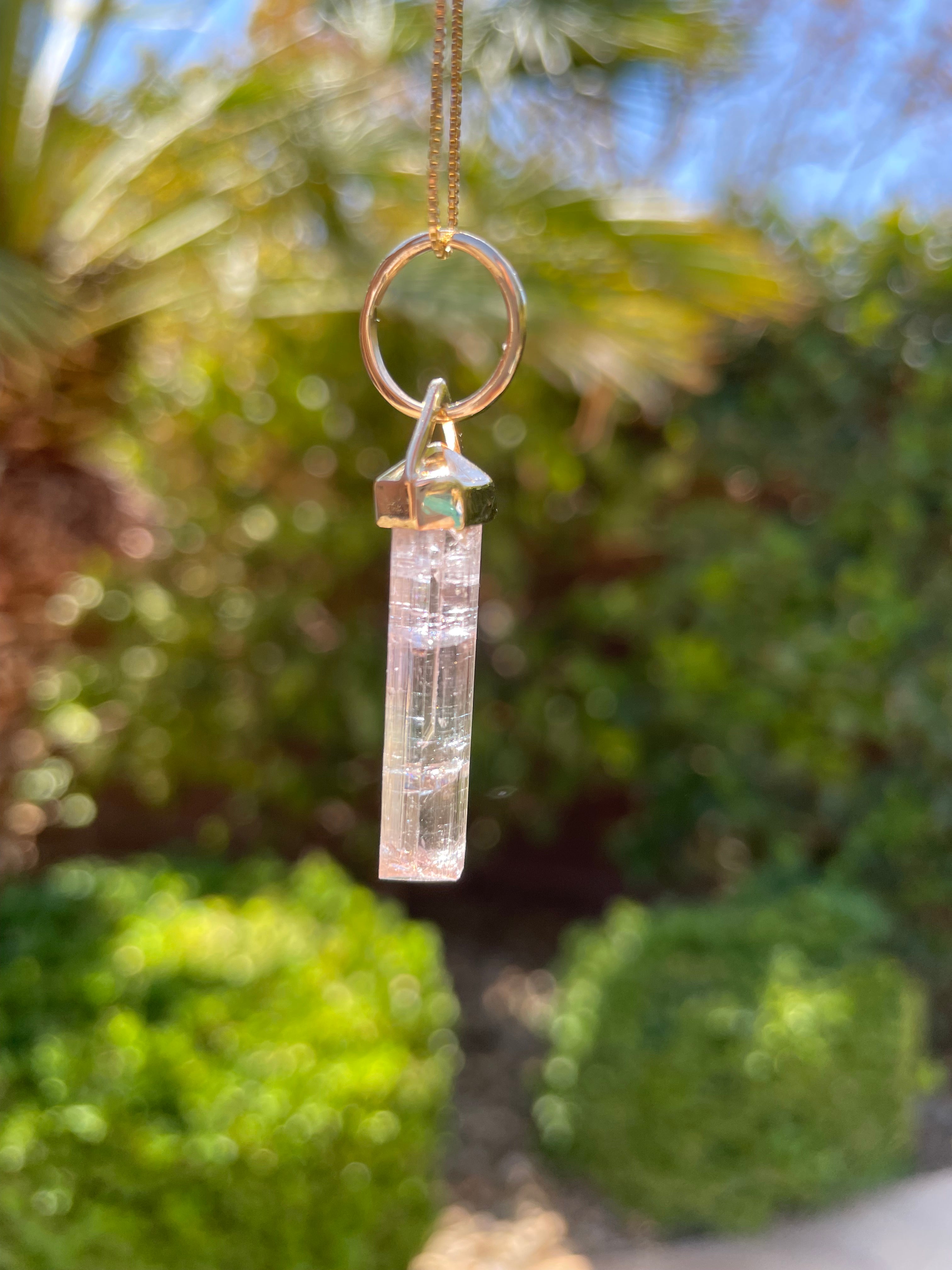 14k Gold Cotton Candy Tourmaline Pendant