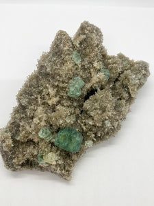 Green Cube Fluorite on Druzy Quartz