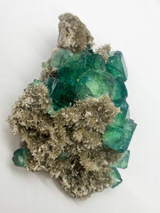 Green Cube Fluorite on Druzy Quartz