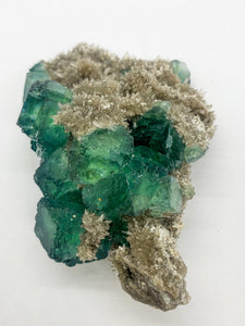 Green Cube Fluorite on Druzy Quartz