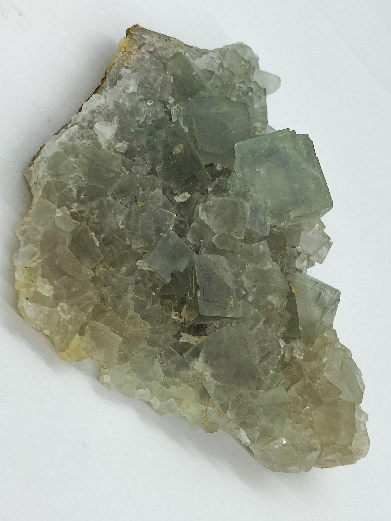 Light Blue Fluorite on Yellow Druzy Quartz