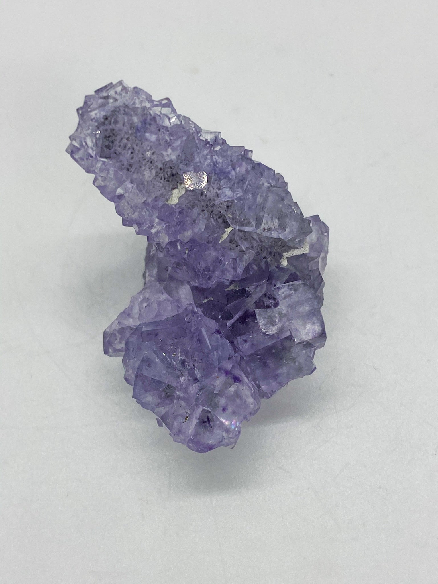Purple Cube Fluorite Cactus with Galena