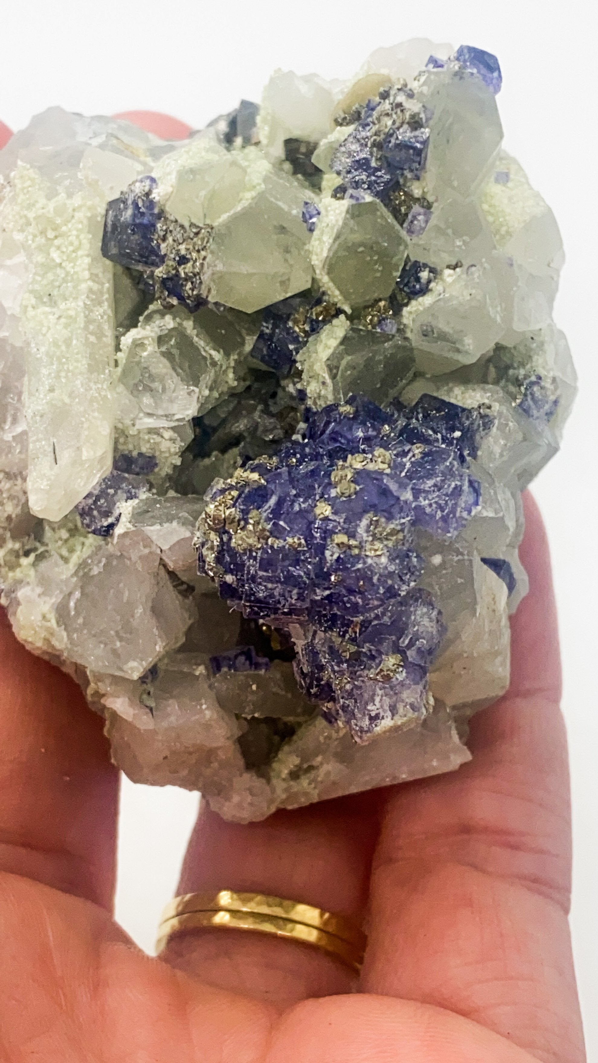 Purple Tanzanite on Quartz with Muscovite and Pyrite