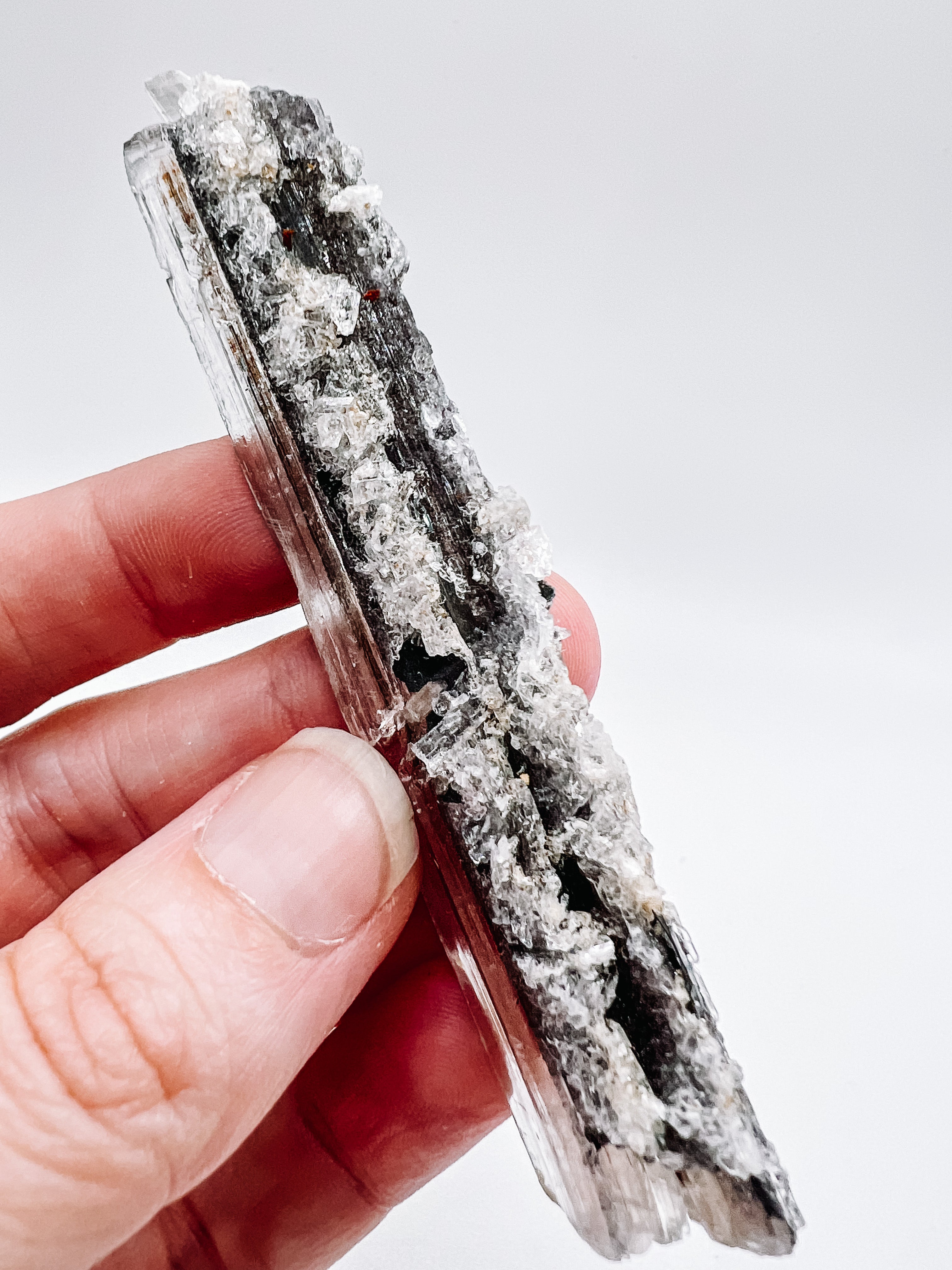Selenite with Stibnite