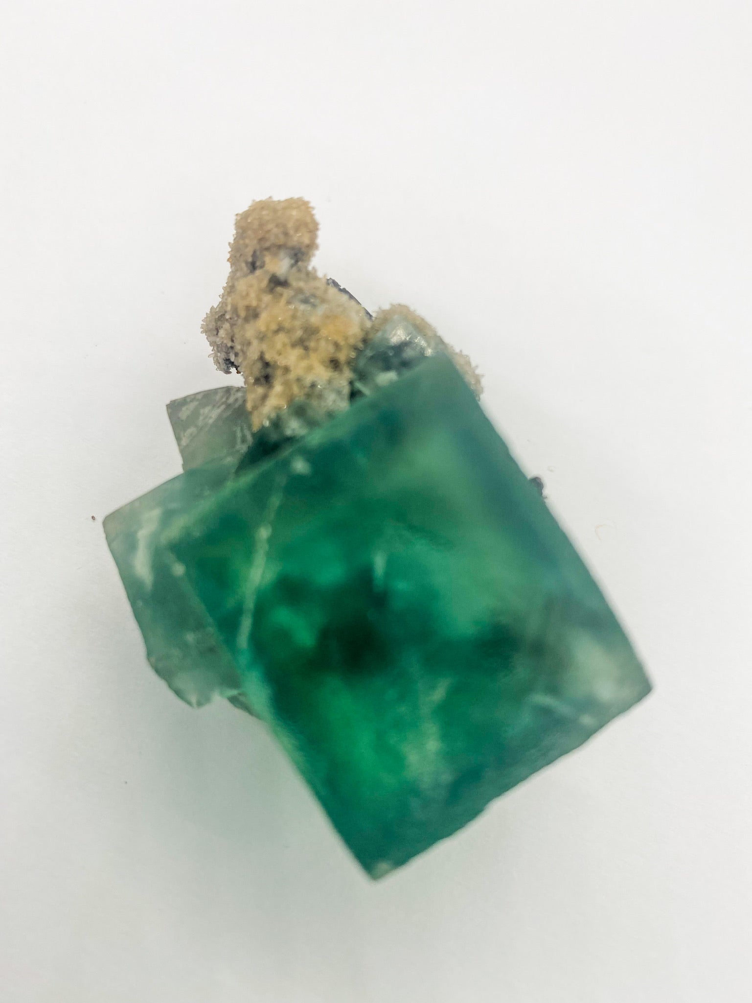 Whole Cube Green Fluorite on Quartz