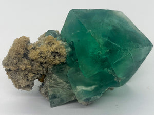 Whole Cube Green Fluorite on Quartz