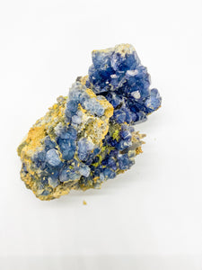 Blue cube fluorite with baby quartz crystals