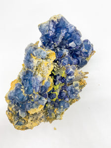 Blue cube fluorite with baby quartz crystals