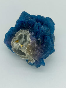 Blue Step Fluorite on Candle Quartz