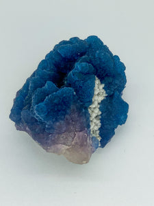 Blue Step Fluorite on Candle Quartz