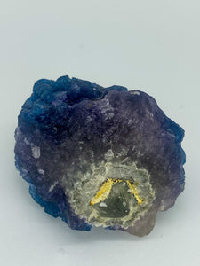Blue Step Fluorite on Candle Quartz
