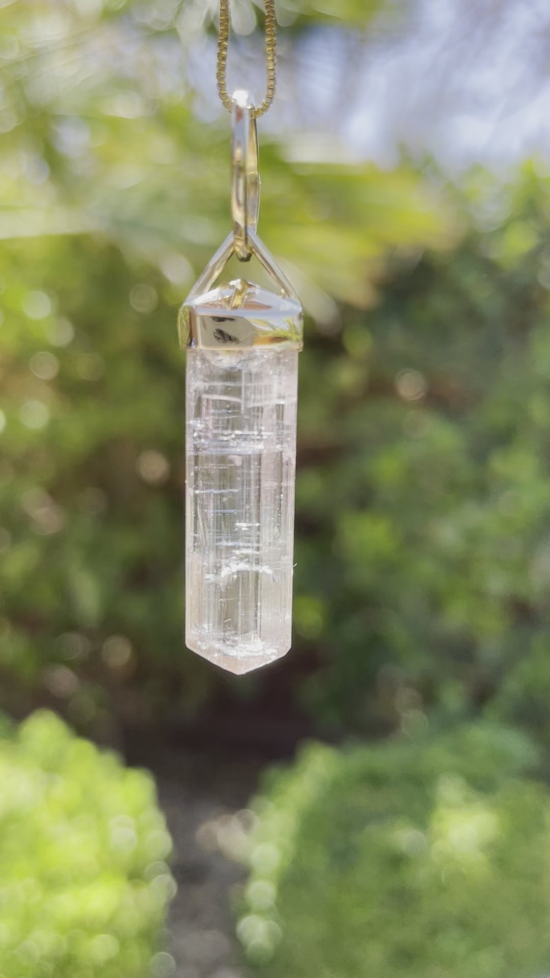 14k Gold Cotton Candy Tourmaline Pendant